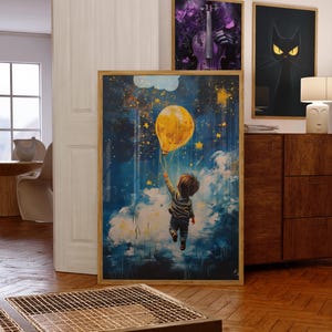 Kind | Verträumte Kunst | Sternenhimmel Poster | Moderne Wanddekoration | Fantasie Kunstdruck | Hochauflösender digitaler Download