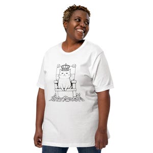 Unisex King Cat T-Shirt - Lustige königliche Katze auf Thron Tee | Niedliches Katzen-Liebhaber-Geschenk-Shirt