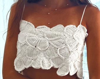 Flower Tube Top Crochet Pattern, Beginner Summer Crop Top (PDF)