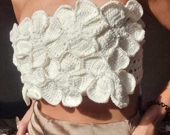 Flower Top Crochet Summer Crochet Top Pattern Crochet Tutorial Crop Top Crochet Bralette Crochet Crop Top Crochet Easy Crochet Pattern PDF