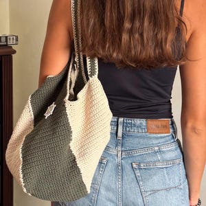 Crochet Tote Bag Pattern, Reusable Grocery Bag, Tote Bag Crochet Pattern, Aesthetic Bag, Large Crochet Beach Bag - PDF