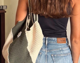 Crochet Tote Bag Pattern, Large Reusable Grocery Bag (PDF)