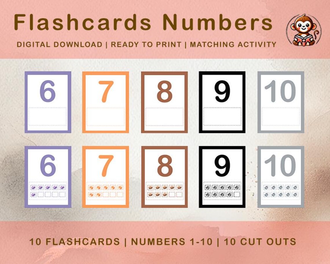 Numbers Flashcards Montessori Counting, Interactive Flashcards ...