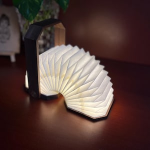 Lampe pliante en bois sans fil : veilleuse LED rechargeable, portable | Lampe de randonnée et de camping | Cadeau de pendaison de crémaillère