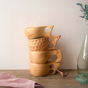 Handcrafted Wooden Kuksa Coffee Mug: Nordic Camping Cup
