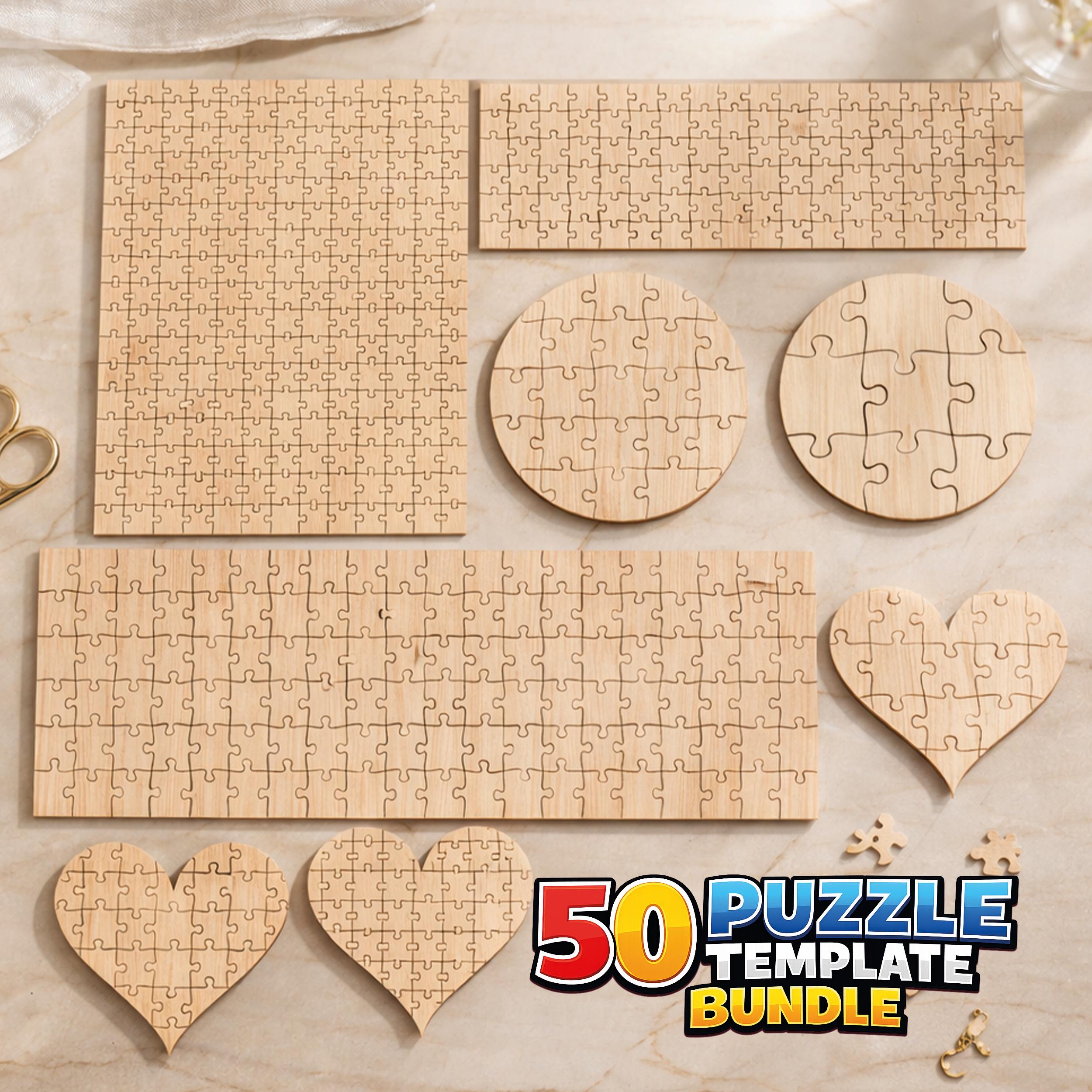 Puzzle Cut Pattern Laser Cut Puzzle Templates Bundle SVG, Jigsaw Puzzle Files for ...