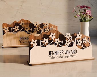 Laser Cut Customizable Name Plate SVG File, Name Plate Digital Template, Office Decor Design, Desk Decor, Laser Cut File