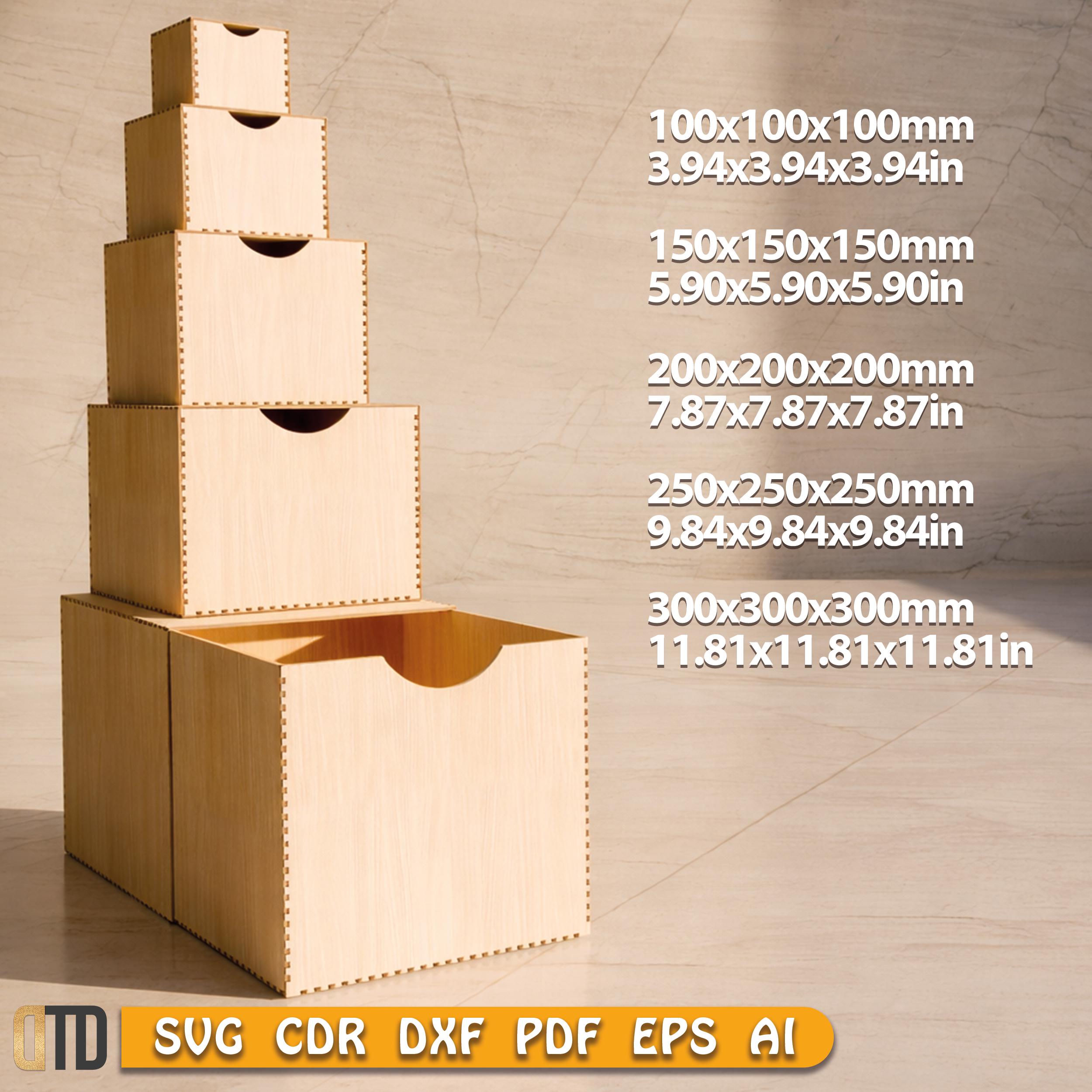 Sliding Drawer Box Laser Cut File SVG Bundle, 15 Box Designs, Wooden ...