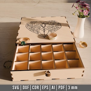 Laser Cut Drawer Jewelry Box SVG File, Jewelry Box Digital Template, Home Decor Design, Laser Cut File
