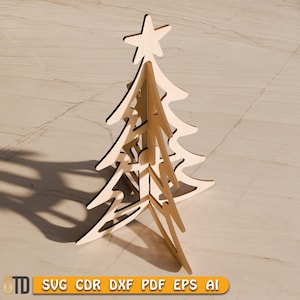 Christmas Tree SVG Laser Cut Files | Glowforge, Cricut, CNC Compatible Digital Download | Wooden Holiday Decoration Pattern image 3