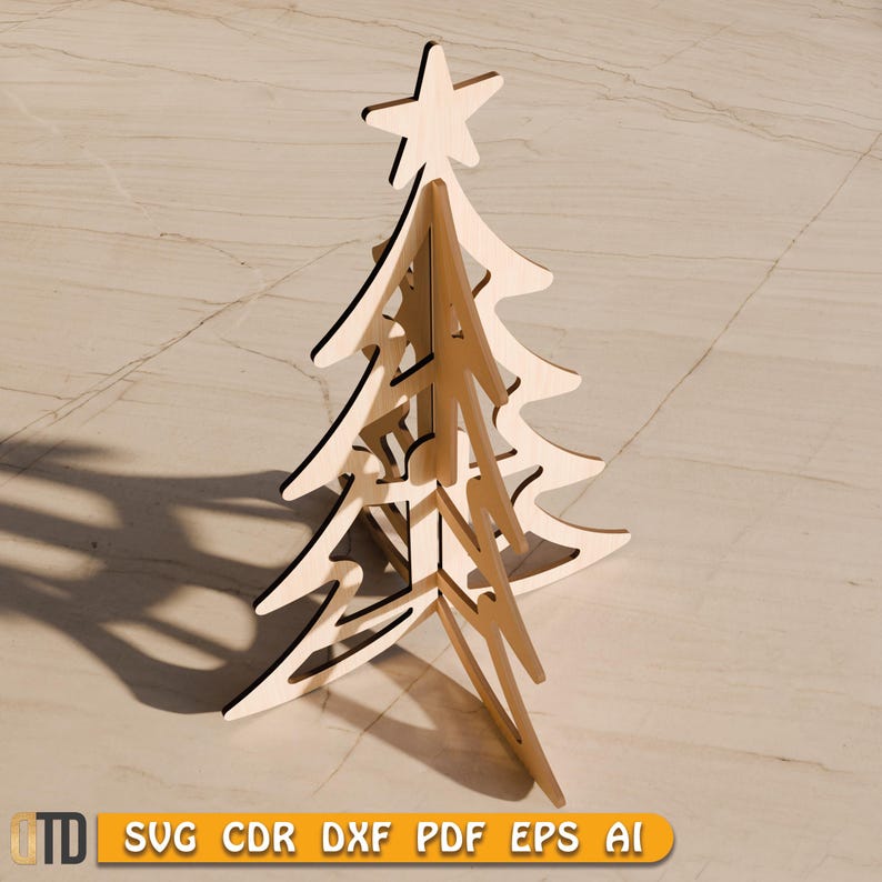 Christmas Tree SVG Laser Cut Files | Glowforge, Cricut, CNC Compatible Digital Download | Wooden Holiday Decoration Pattern image 3
