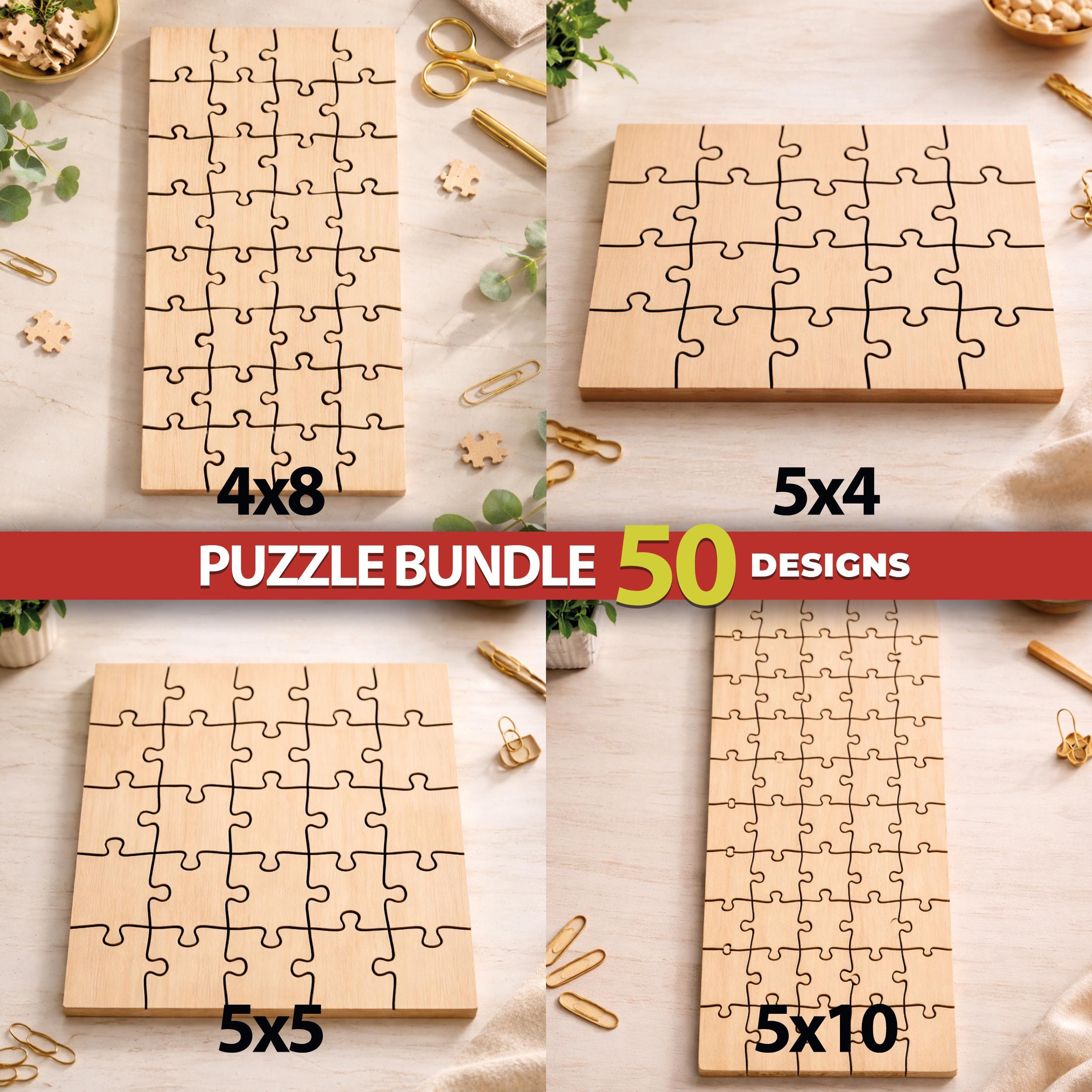 Puzzle Cut Pattern Laser Cut Puzzle Templates Bundle SVG, Jigsaw Puzzle Files for ...