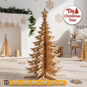 Laser geschnittener großer Weihnachtsbaum SVG, 3D Holz Weihnachtsbaum SVG, Dateien, Glowforge, Cricut & CNC kompatibel digitaler Download