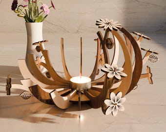 Laser Cut Tealight Holder SVG File, Decorative Candle Holder, Digital Template, Home Decor Design, Laser Cut File
