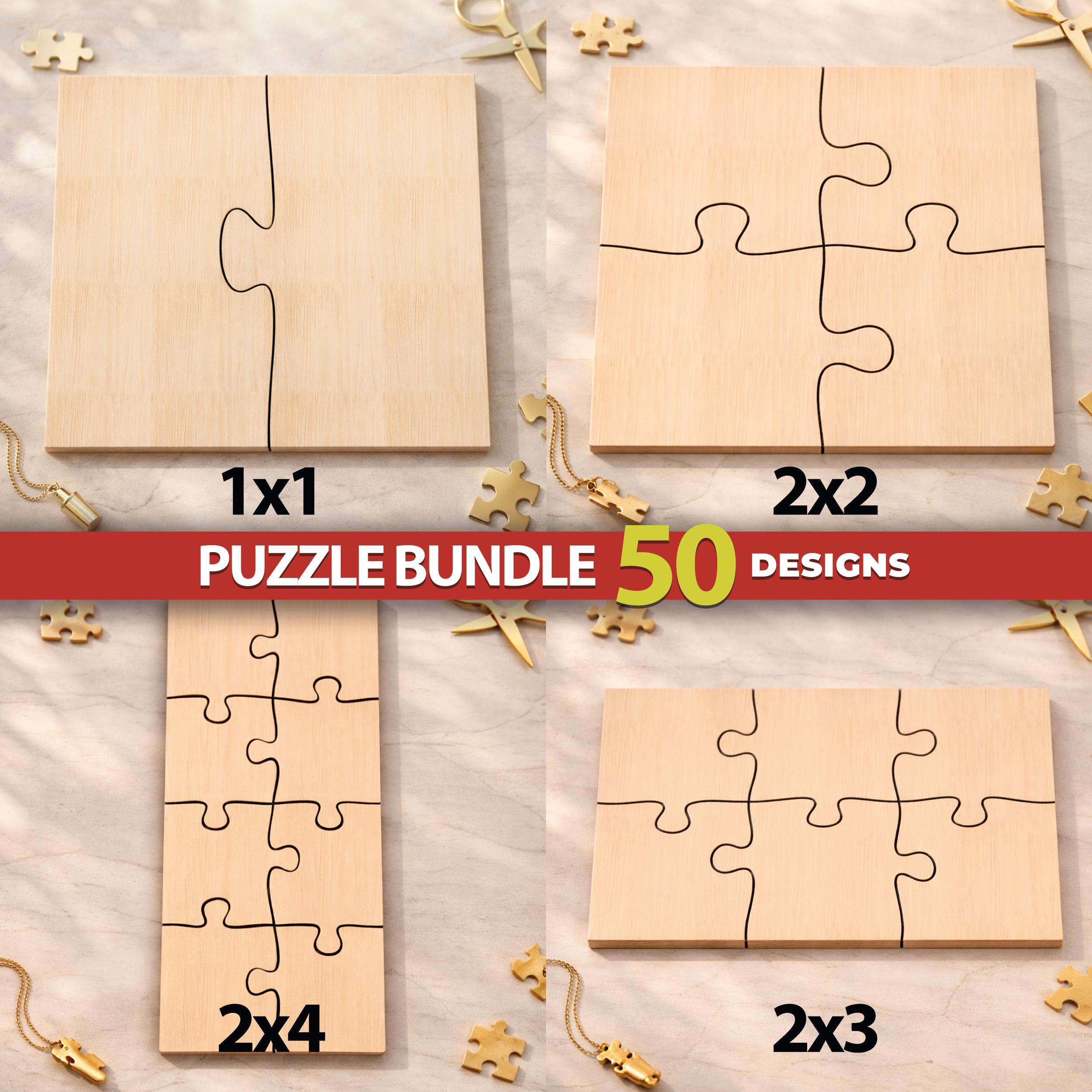 Puzzle Cut Pattern Laser Cut Puzzle Templates Bundle SVG, Jigsaw Puzzle Files for ...