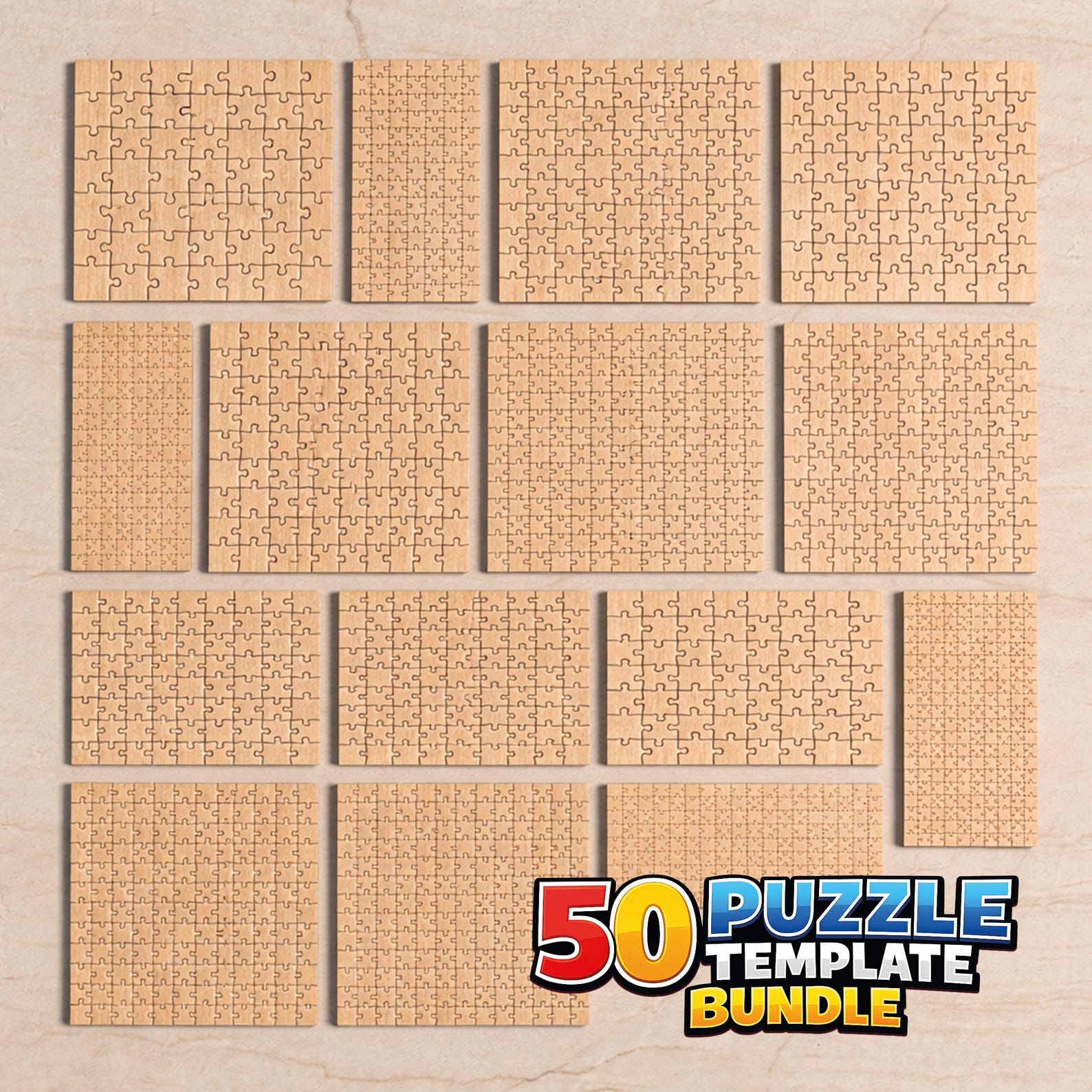 Puzzle Cut Pattern Laser Cut Puzzle Templates Bundle SVG, Jigsaw Puzzle Files for ...