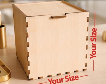 Custom Size Laser Cut Box SVG, Wooden Box CNC Files, Glowforge, Cricut, Laser Pattern, Digital Download