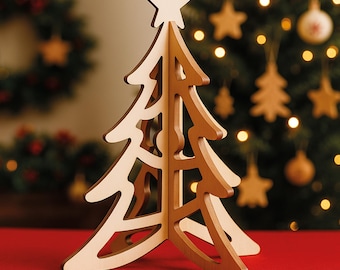 Christmas Tree SVG Laser Cut Files | Glowforge, Cricut, CNC Compatible Digital Download | Wooden Holiday Decoration Pattern