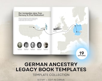 German Ancestry - Family History Book Templates - 8.5x11 Letter Size Layouts - Digital Download for Canva