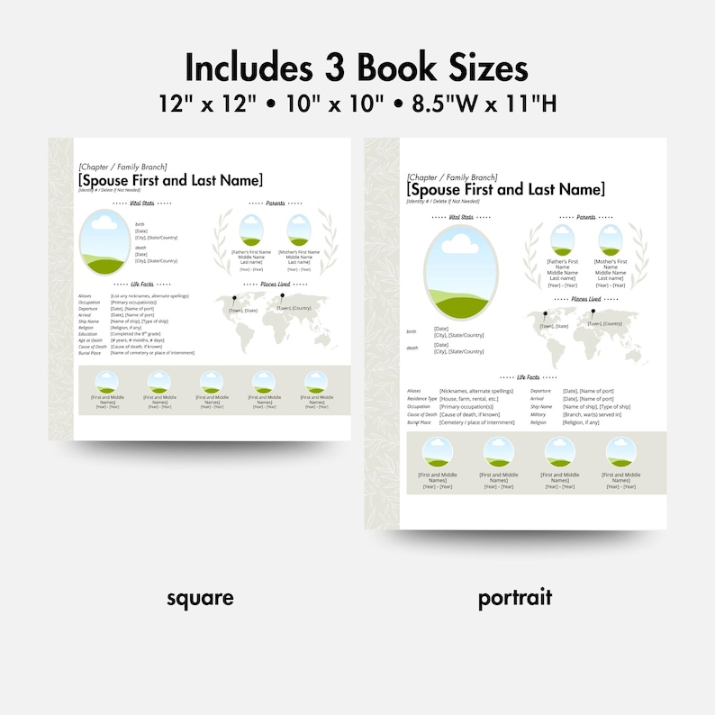 Family History Book Templates - Ancestor Biography Collection - 8.5x11 ...
