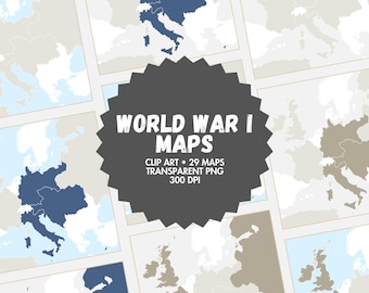 World War I Maps PNG - Instant Download - 29 WW1 Map Variations