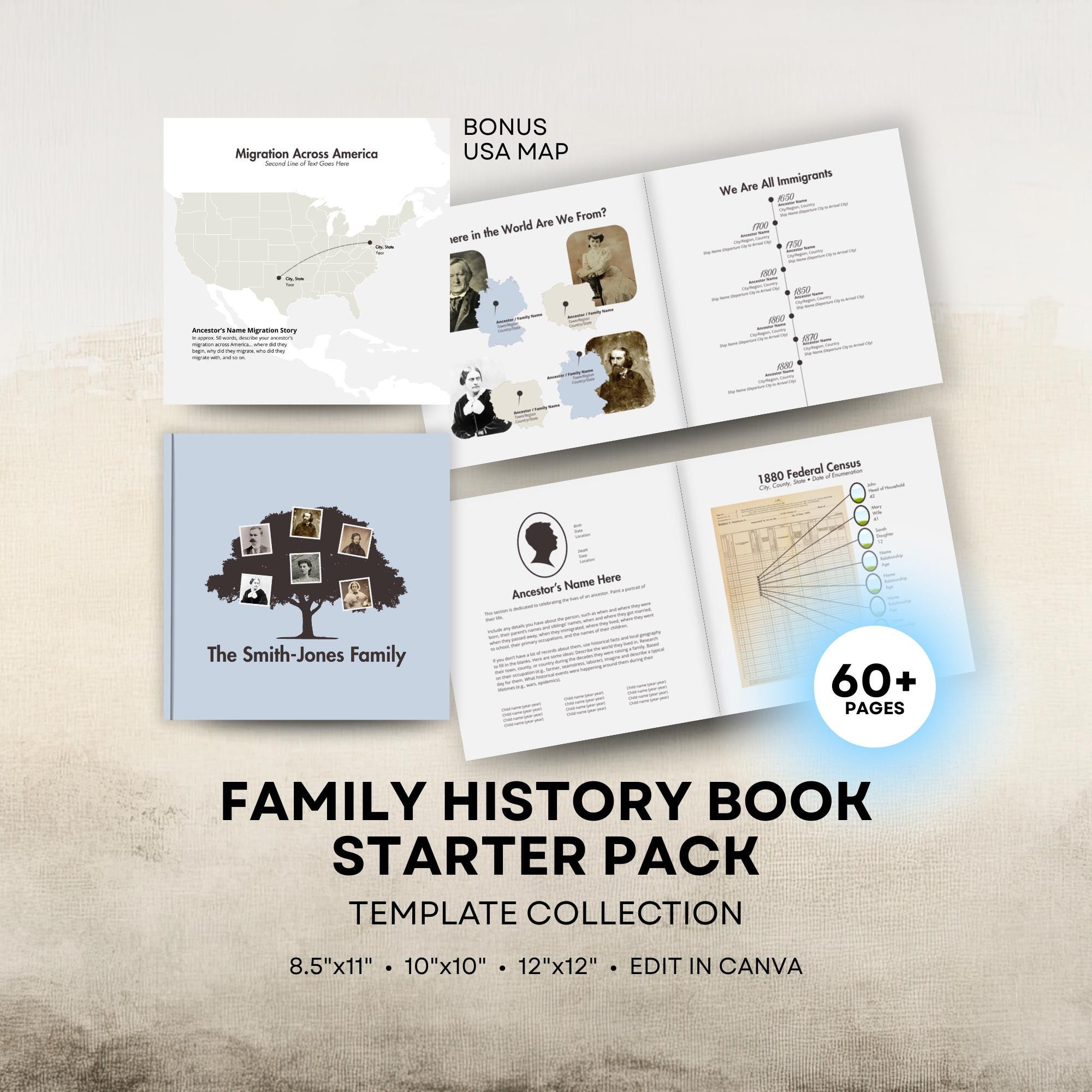 Family History Book Templates (platinum Collection) - 8.5x11 Portrait ...