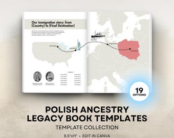 Polish Ancestry - Family History Book Templates - 8.5x11 Letter Size Layouts - Digital Download for Canva