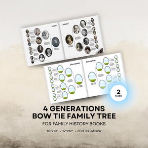 Sjablonen stamboomspiegel (4 generaties) - 12 x 12 en 10 x 10 vierkante lay-out - digitale download voor Canva