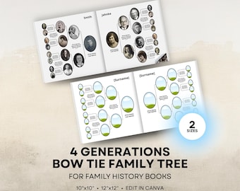Family Tree Mirror Templates (4 Generations) - 12x12 & 10x10 Square Layout - Digital Download for Canva