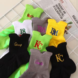 Personalized Embroidered Name Socks | Custom yoga socks  | Bridesmaid & Groomsmen Gift | Birthday Socks |gift for mom