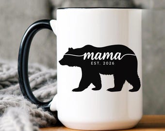 Custom Mama Bear Ceramic Mug, New Moms Gift, Mama Bear Coffee Cup