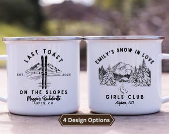 Ski Bachelorette Mugs, Winter Wedding Bridesmaid Gift, Shredding Before The Wedding, Snow in Love Bach Cups, Skiing Bach Bridesmaid Camp Mug