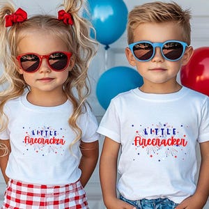 4th of July T Shirt, Firecrackers Shirt, Kids USA Shirts, Red White and Blue T, Baby 4th of July Outfit, Cute Toddler Boys Patriotic Shirt