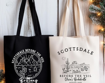 Scottsdale Before the Veil Bags, Arizona Bachelorette Tote, Bridesmaids Gift, Scottsdale Bach Party Bag, Desert Bachelorette Gifts