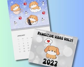 Calendario de pared con diseño de perros 2027, calendario mensual infantil, artículos esenciales para trabajar desde casa, regalo para amantes de las mascotas, calendario de cachorros.