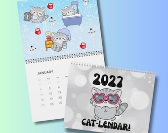 Calendario de gatos, calendario de pared 2027, artículos esenciales para trabajar desde casa, regalos con temática de gatos, calendario de vida silvestre