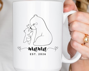 Custom Mama Bear Ceramic Mug, New Moms Gift, Mama Bear Coffee Cup