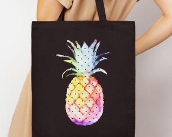 Bolsa de piña, bolsa de fruta con lunares, bolsa para mercado de agricultores, bonito regalo de piña, bolsa de verano y playa
