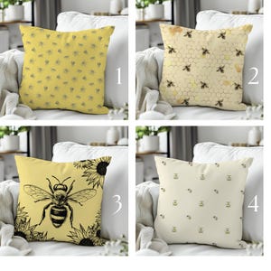 Bee kussensloop, kussensloop, kussensloop, insecten kussensloop, gele bij kussensloop, housewarming cadeau, hommel kussen, 14 x 14 kussensloop