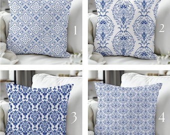 Blue Chinoiserie Pillow Cover, Asian Inspired Pillow, Toile de Jouy Print, Cute Throw Pillows Couch, Housewarming Gift, Chinoiserie Pillows