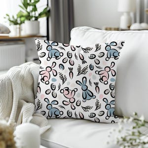 Easter Pillow Cover, Spring Accent Pillowcase, Cute Bunny Couch Pillow Throw, Easter Gifts, Rabbit Pillow Cover, Home Spring Decorations