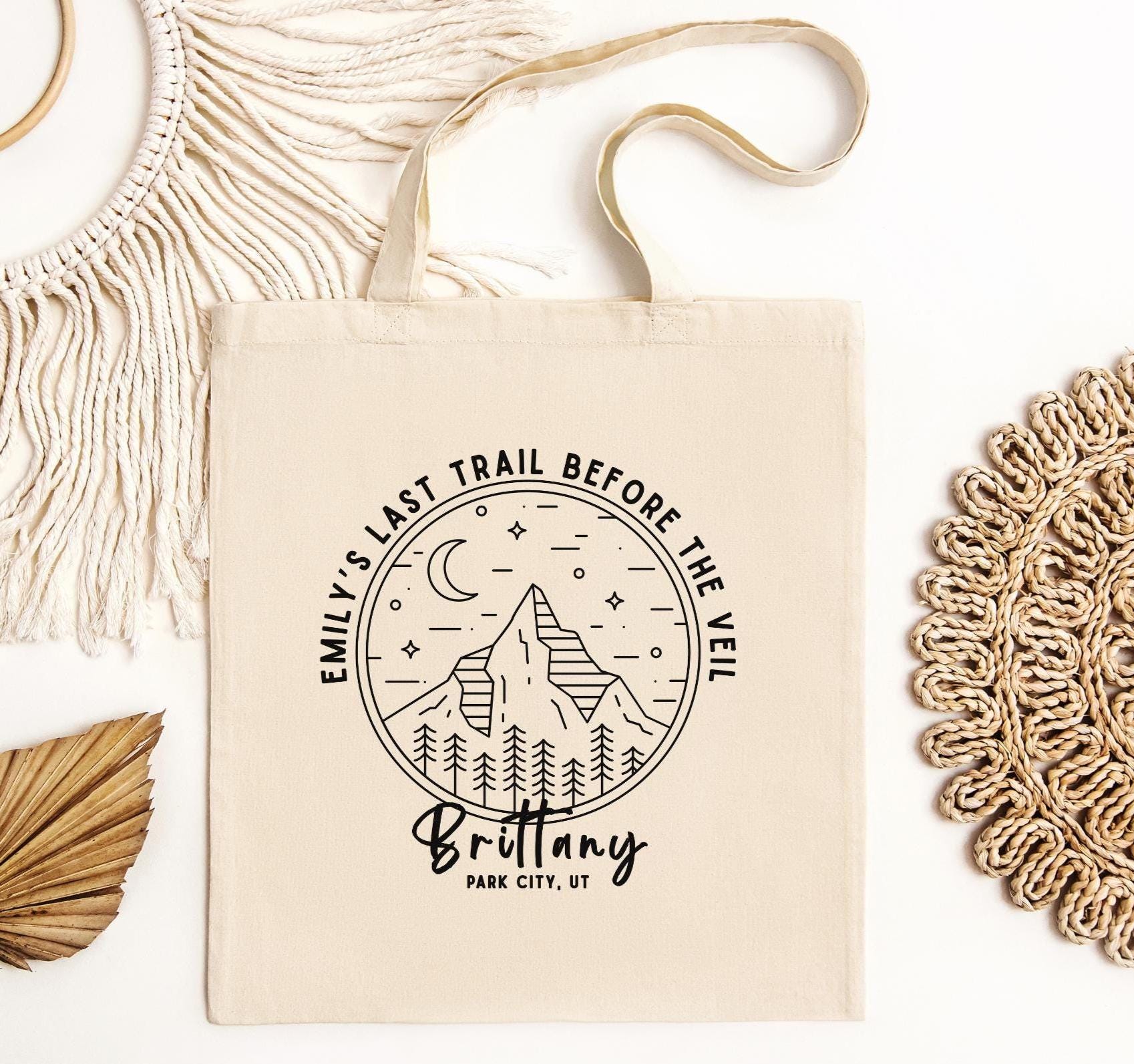 PWHAOO Bachelorette Tote Bag - Last Trail Before The Veil Hiking Themed Bachelorette Party Gift