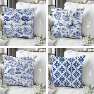 Blue Chinoiserie Pillow Cover, Asian Inspired Pillow, Toile de Jouy Print, Cute Throw Pillows Couch, Housewarming Gift, Chinoiserie Pillows