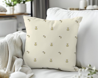 Bumblebee Pillow, Bee Pillow Cover, Throw Pillows Couch, Insect Pillow Cover, Yellow Bee Pillow Case, Housewarming Gift, 14x14 Pillow Cover