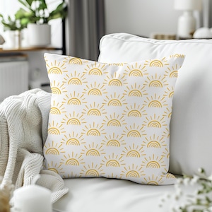 Sun Throw Pillow Cover, Sunshine Pillowcase, Boho Sun Pillow Cover Cute Throw Pillows for Couch, Housewarming Gift, 18x18 Pillow Covers Boho