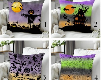 Spooky Pillow Cover, 18x18 Halloween Pillow Covers, Spooky Throw Pillow, Halloween Home Decor, Jackolantern Pillow, Ghost Pillow, Fall Decor