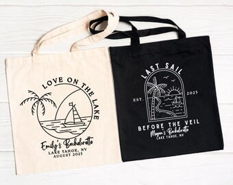 Last Sail Bachelorette Tote Bags, Lake Bachelorette Gifts, Boat Bachelorette Party Bags, Lake Themed Bach, Cruise Bachelorette Bags