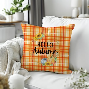 Fall Plaid Pillows, Boho Autumn Pillow Cover, Pumpkin Throw Pillow, Fall Couch Pillow, 18x18 Fall Pillow Cover Autumn Decor, Fall Pillowcase
