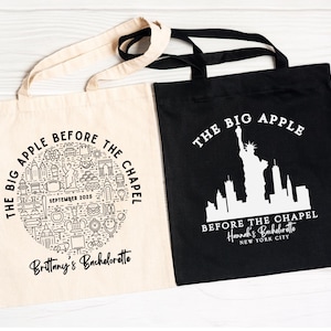 New York Bachelorette Bag, Bridesmaid Tote Bag, NYC Themed Bachelorette Gifts, New York Wedding Gift, NYC Girls Trip