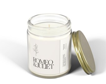 Romeo & Julia Kerze - Literaturgeschenk, Kokosnuss-Apricot-Wachs